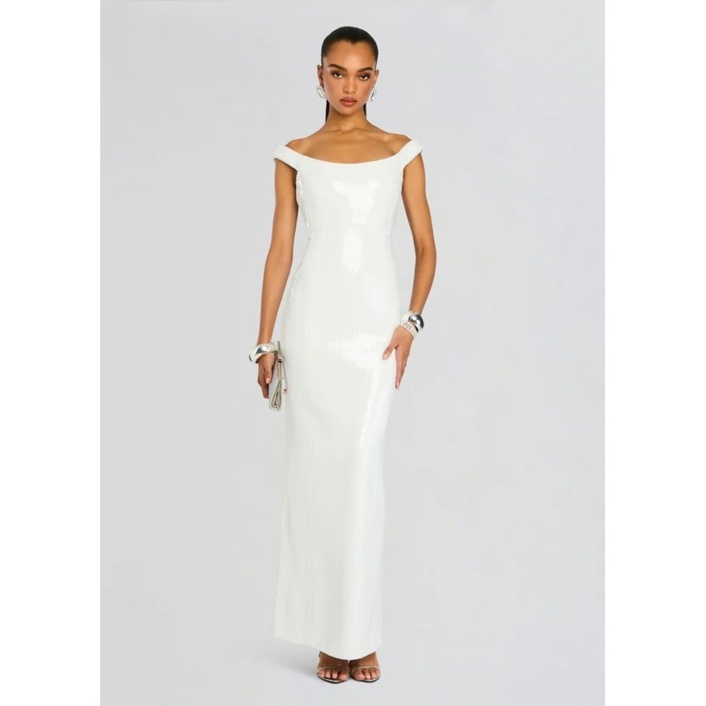 Retrofête Jazmina White‎ Sequin One-Shoulder Gown – Size Medium – NWT